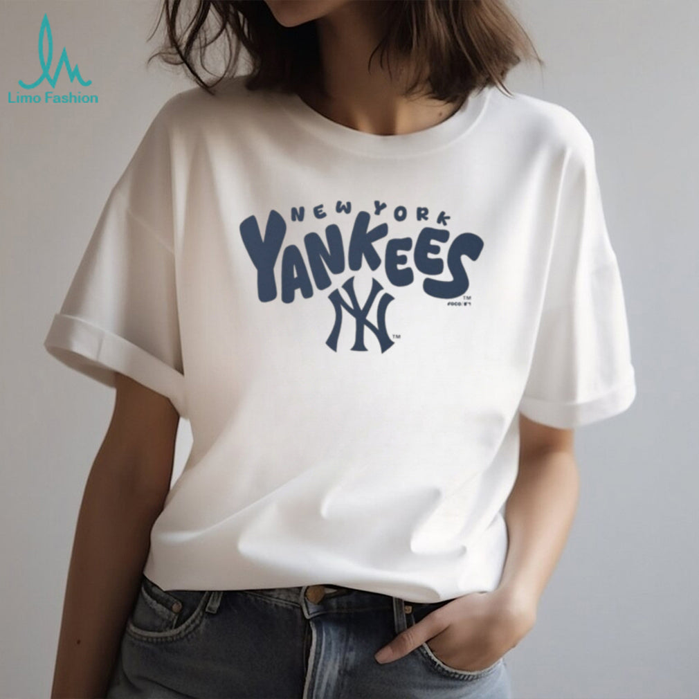 New York Yankees Navy Script Logo Oatmeal Heather T shirt