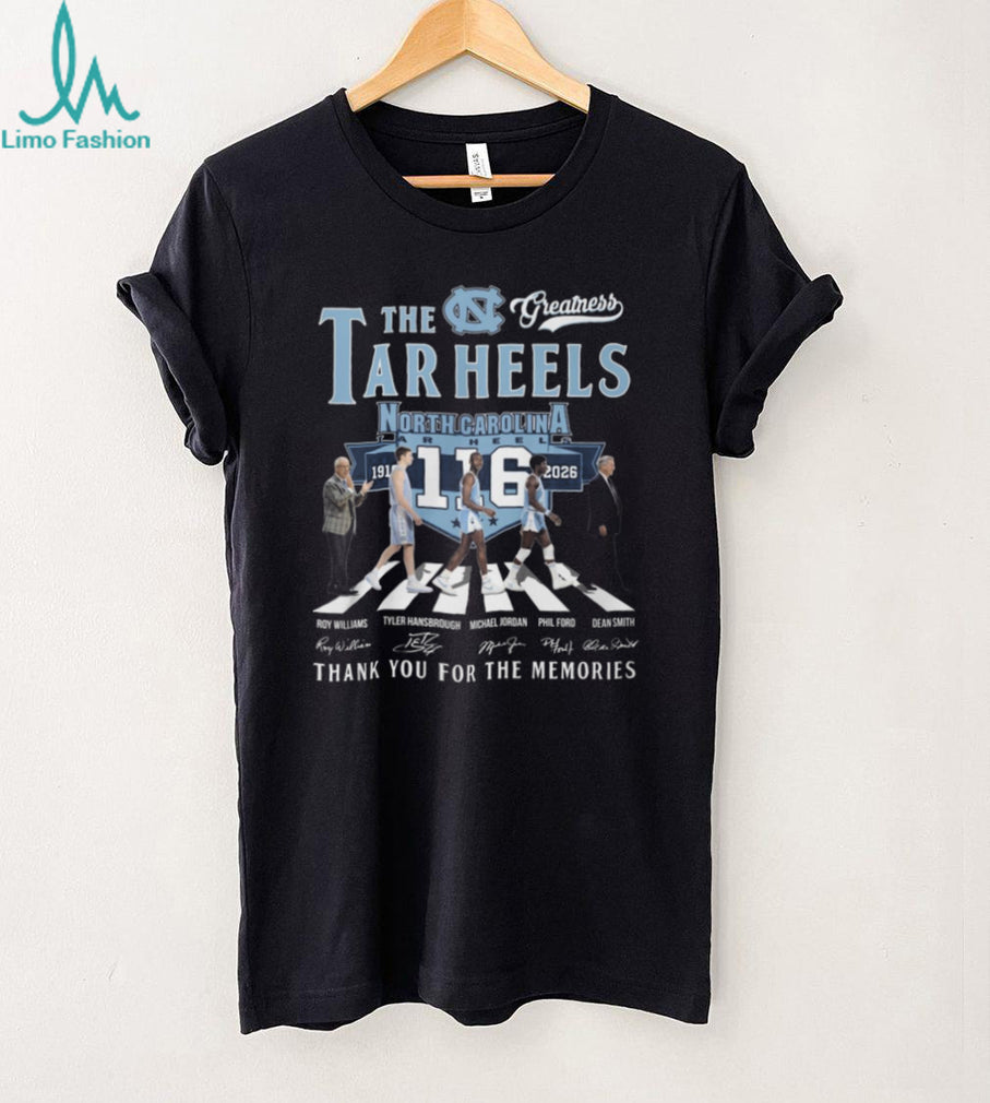 North Carolina Tar Heels 116 Years 1910 2026 Legends Abbey Road Signatures T Shirt