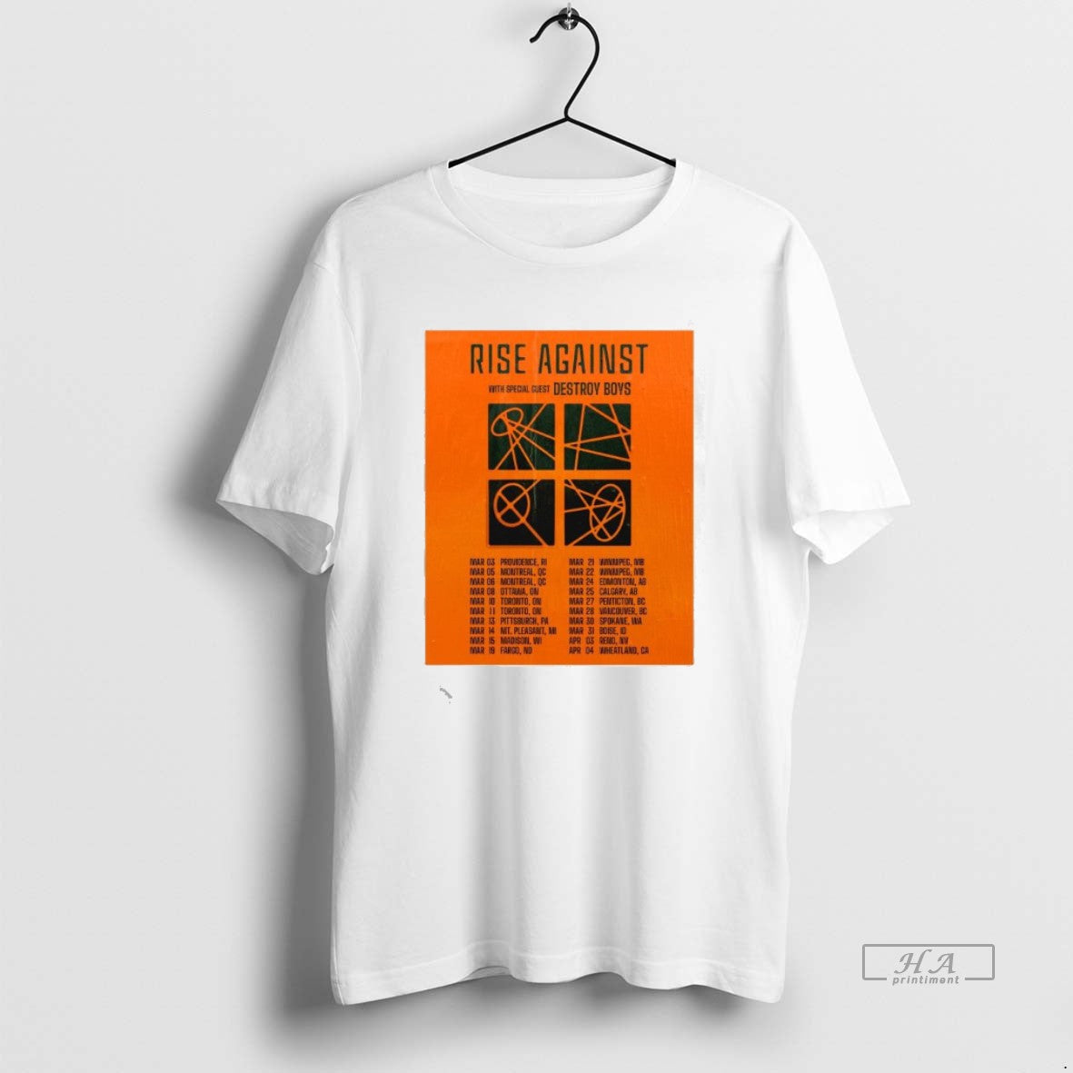 Official Rise Against 2026 Spring Concert Tour T-Shirts
