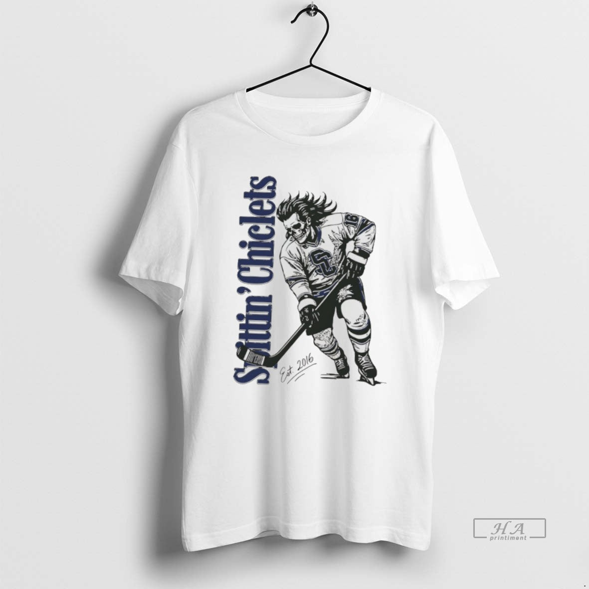 Official Spittin Chiclets Skullet Vertical Hockey T-Shirts