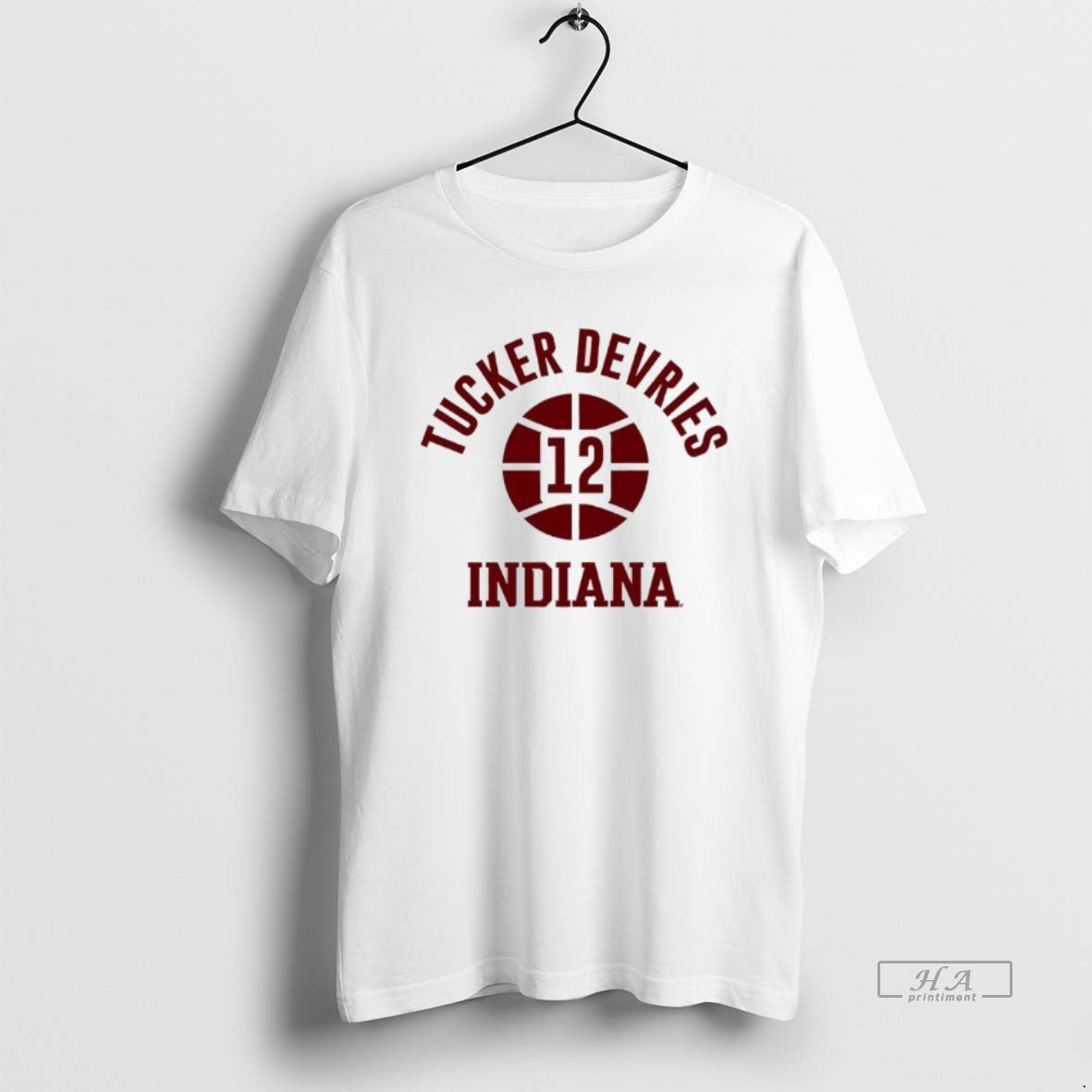 Official Tucker Devries Name Number Ball Indiana Basketball T-Shirts