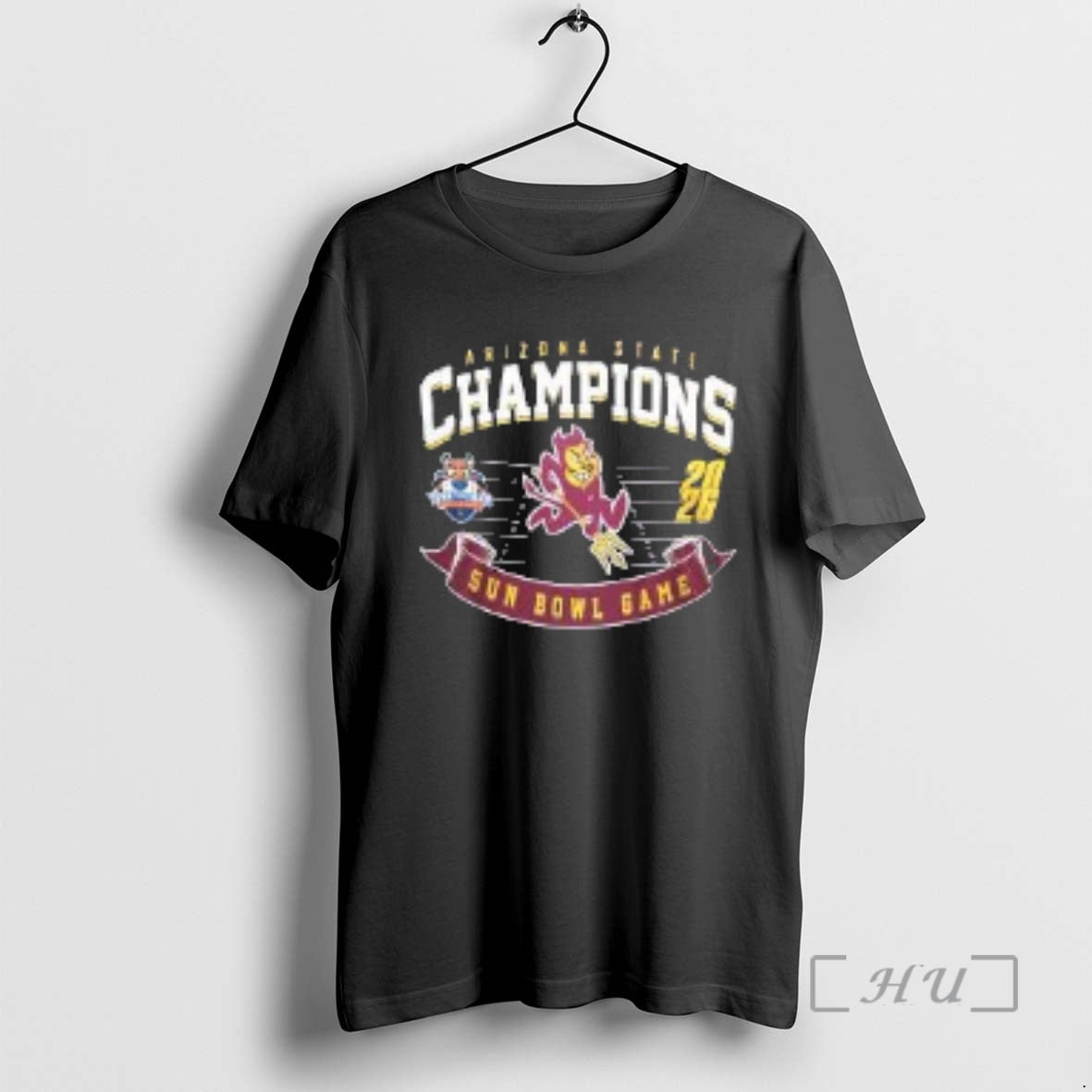 Officials Arizona State Sun Devils 2026 Sun Bowl Champions Mascot Two Sided T-Shirts