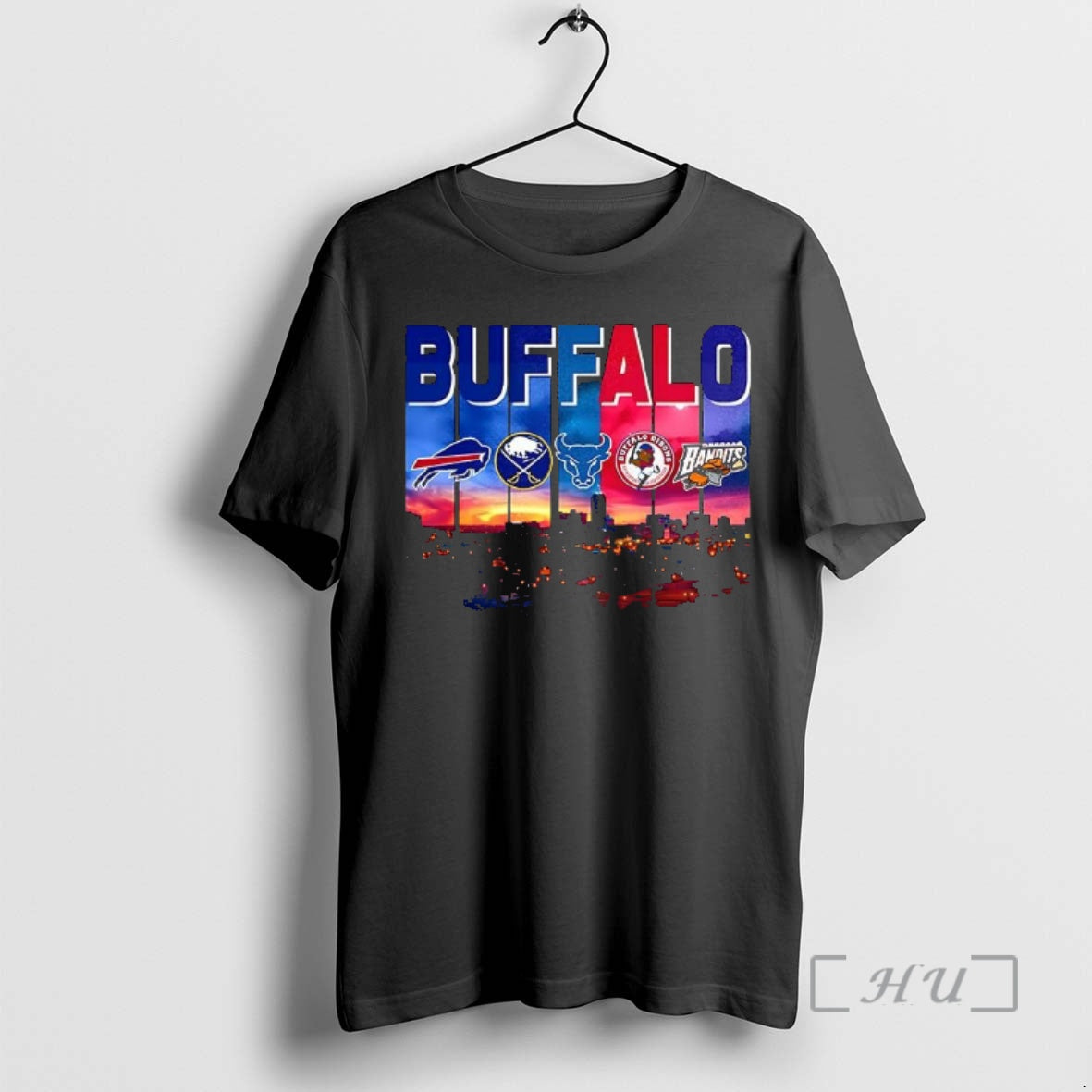 Officials Buffalo Sports Teams Logo City Skyline Water Reflection T-Shirts