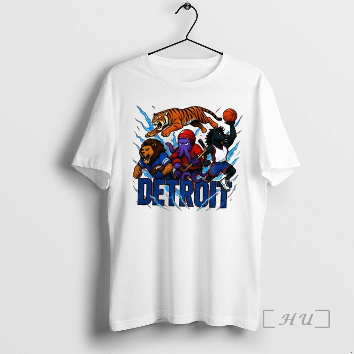 Officials Detroit Sports Team Mascots Detroit Lions Tigers Red Wings Pistons T-Shirts