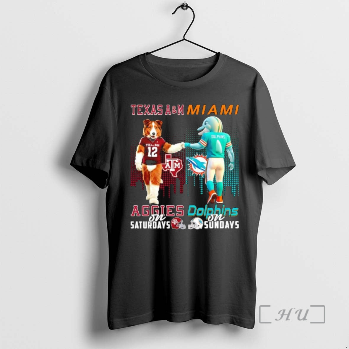 Officials Mascot Texas Am Aggies Saturdays Miami Dolphins Sundays T-Shirts