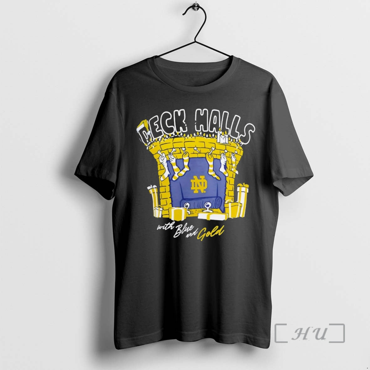 Officials Notre Dame Fighting Irish Deck Halls Blue Gold T-Shirts