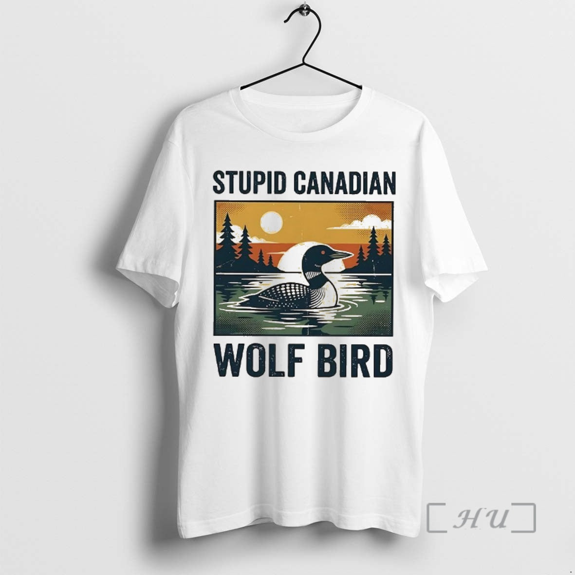 Officials Stupid Canadian Wolf Bird Common Loon Vintage Art T-Shirts
