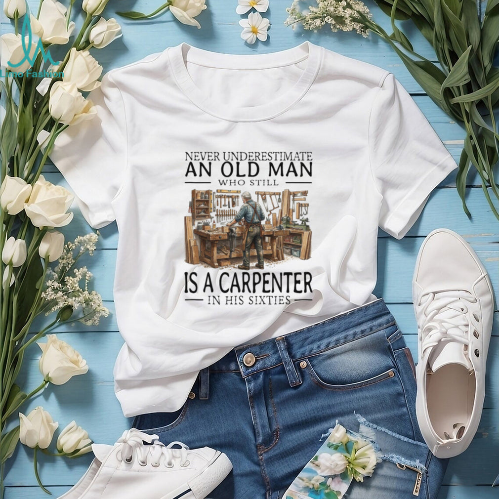 Old Man Carpenter Woodworking Workshop Hobby In His Sixties Shirt