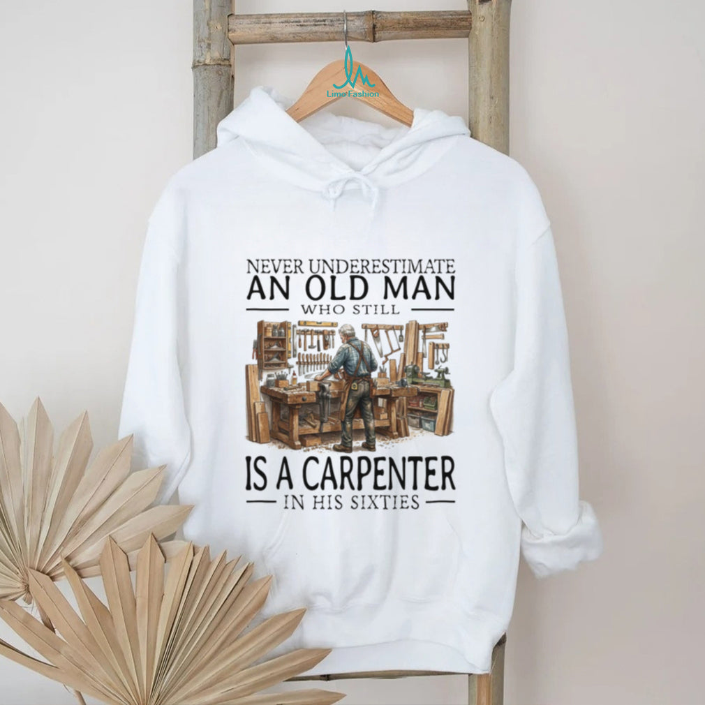 Old Man Carpenter Woodworking Workshop Hobby In His Sixties Shirt