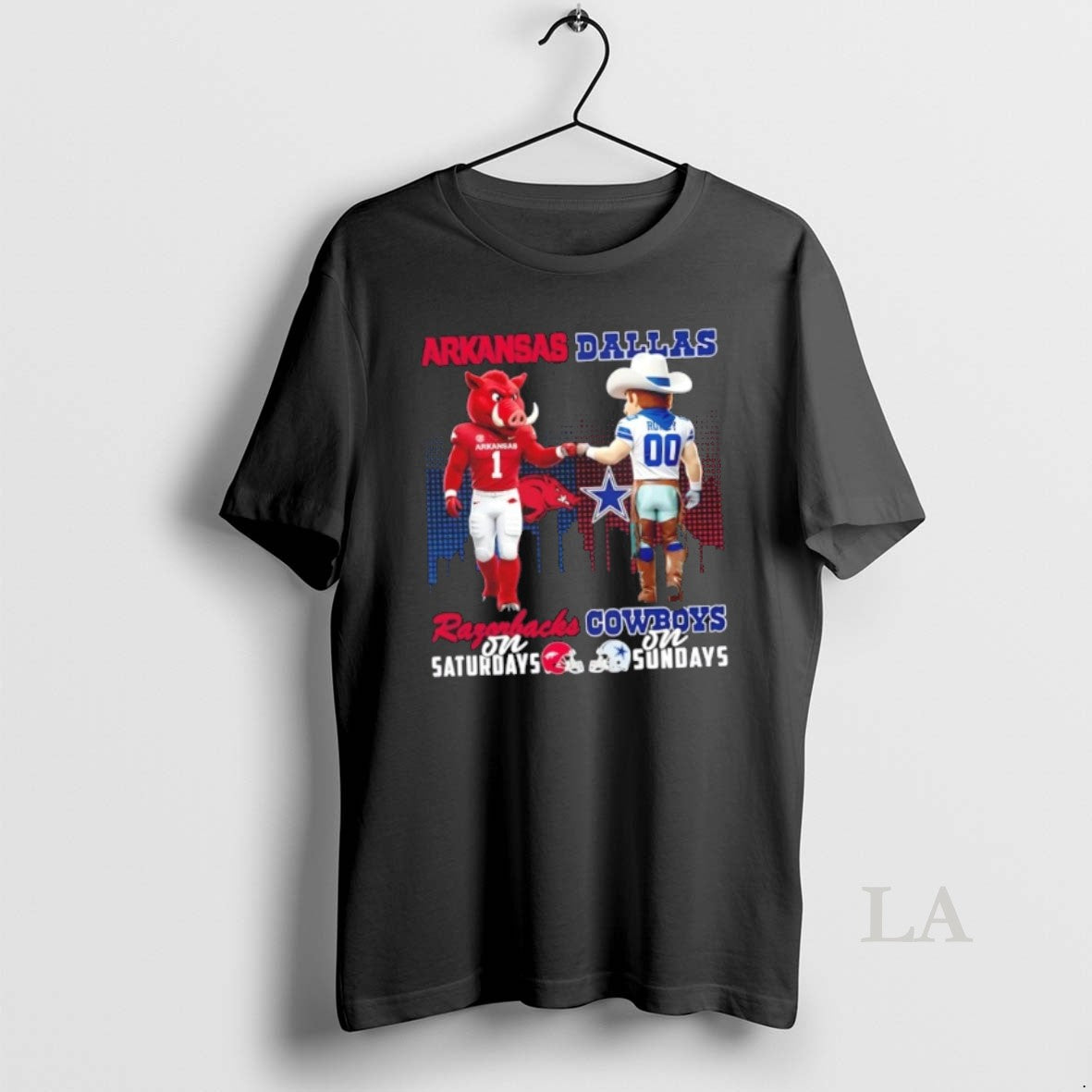 Original Mascots Arkansas Razorbacks Saturdays X Dallas Cowboys Sundays Skyline T-Shirts