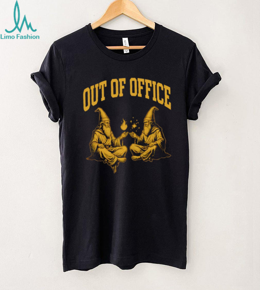 Out of Office Wizard Magic Fantasy Art Funny Graphic Black T Shirt