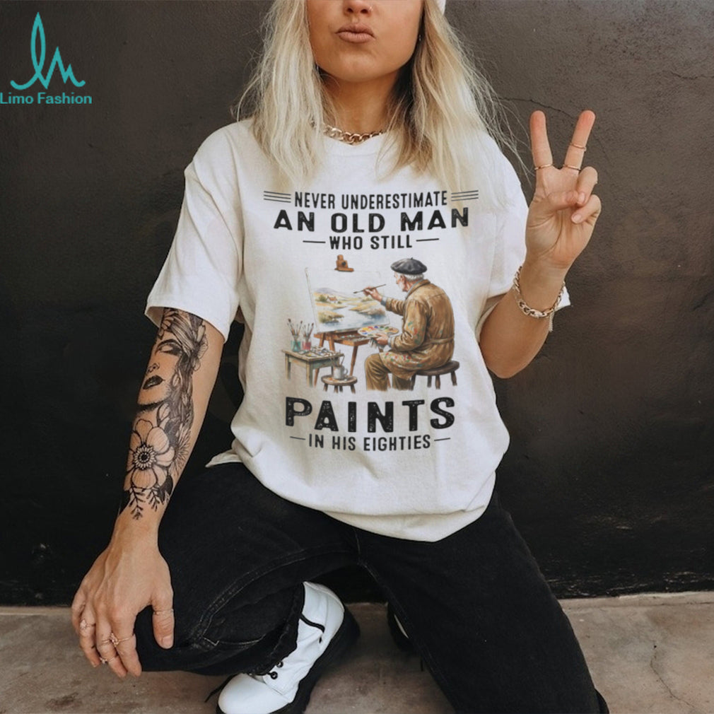 Passionate Artist Old Man Painting 80th Birthday Shirt