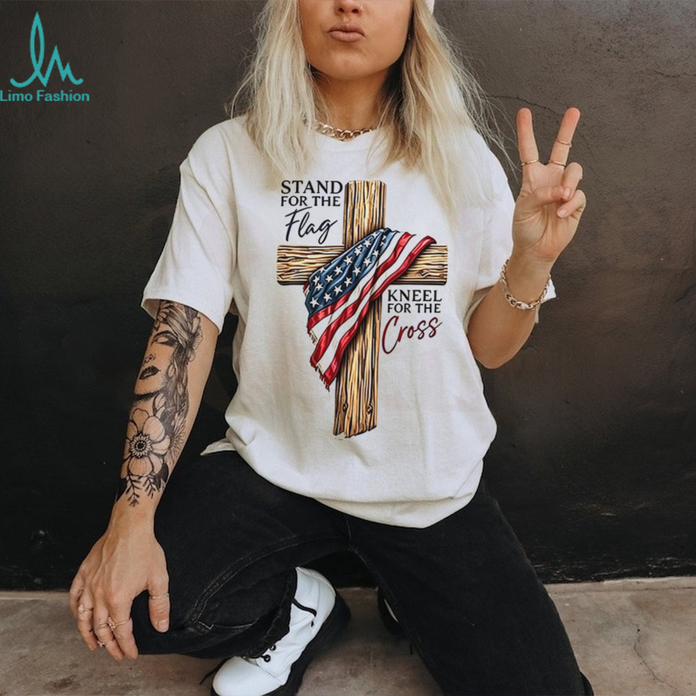 Patriotic Stand For The Flag Kneel For The Cross Faith T Shirt
