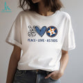 Peace Love Astros Houston Baseball Fan White Graphic T shirt