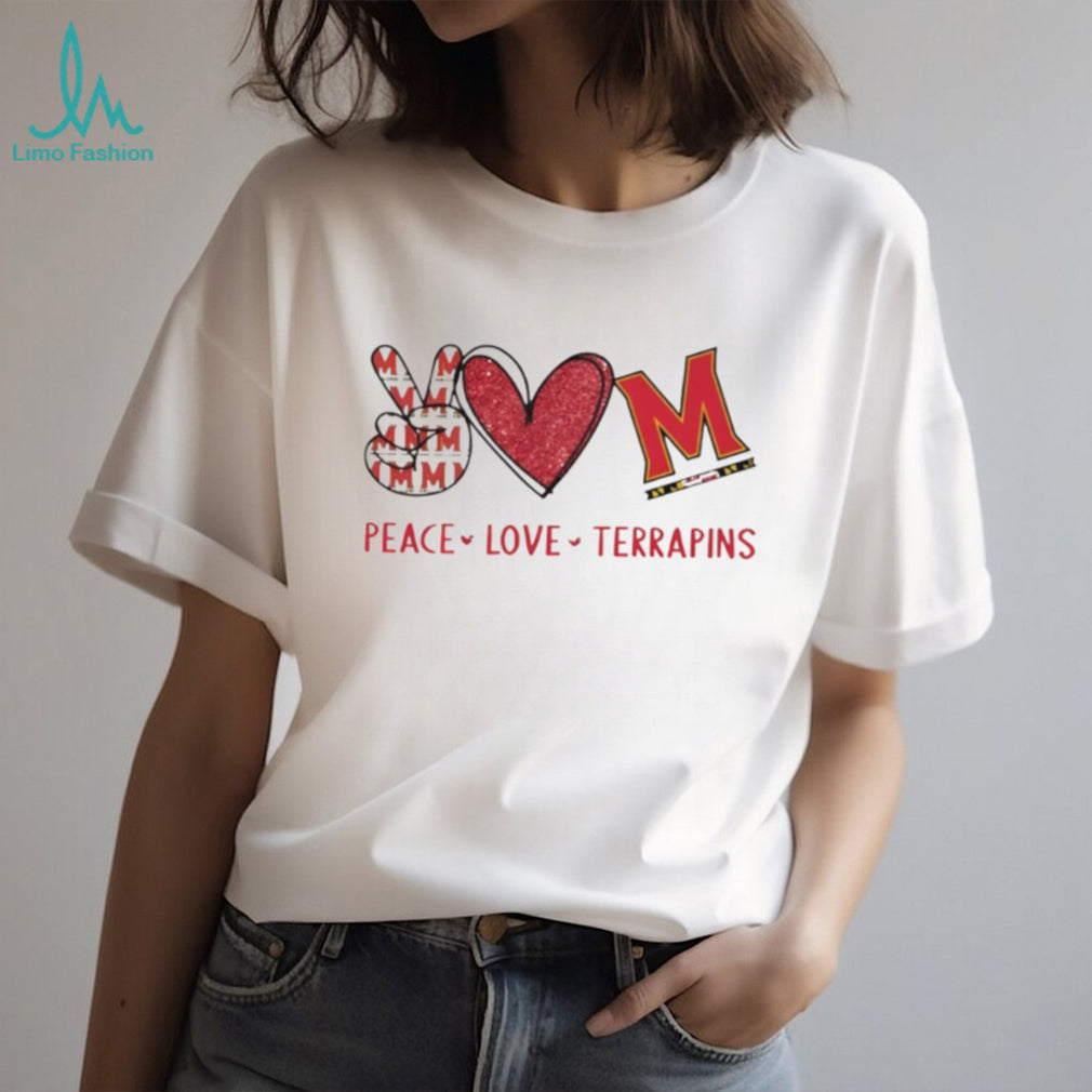 Peace Love Terrapins Maryland College Sports Fan T Shirt