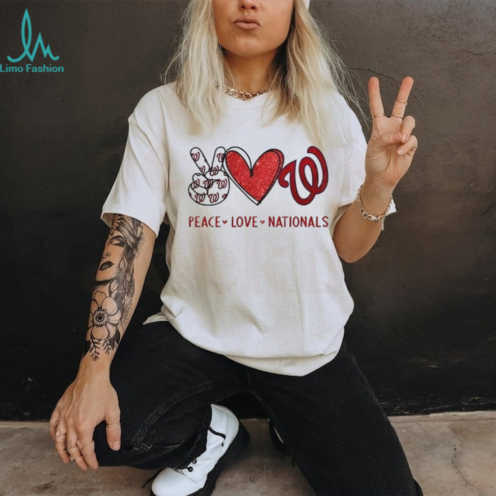 Peace Love Washington Nationals Baseball Logo Fan Graphic T Shirt