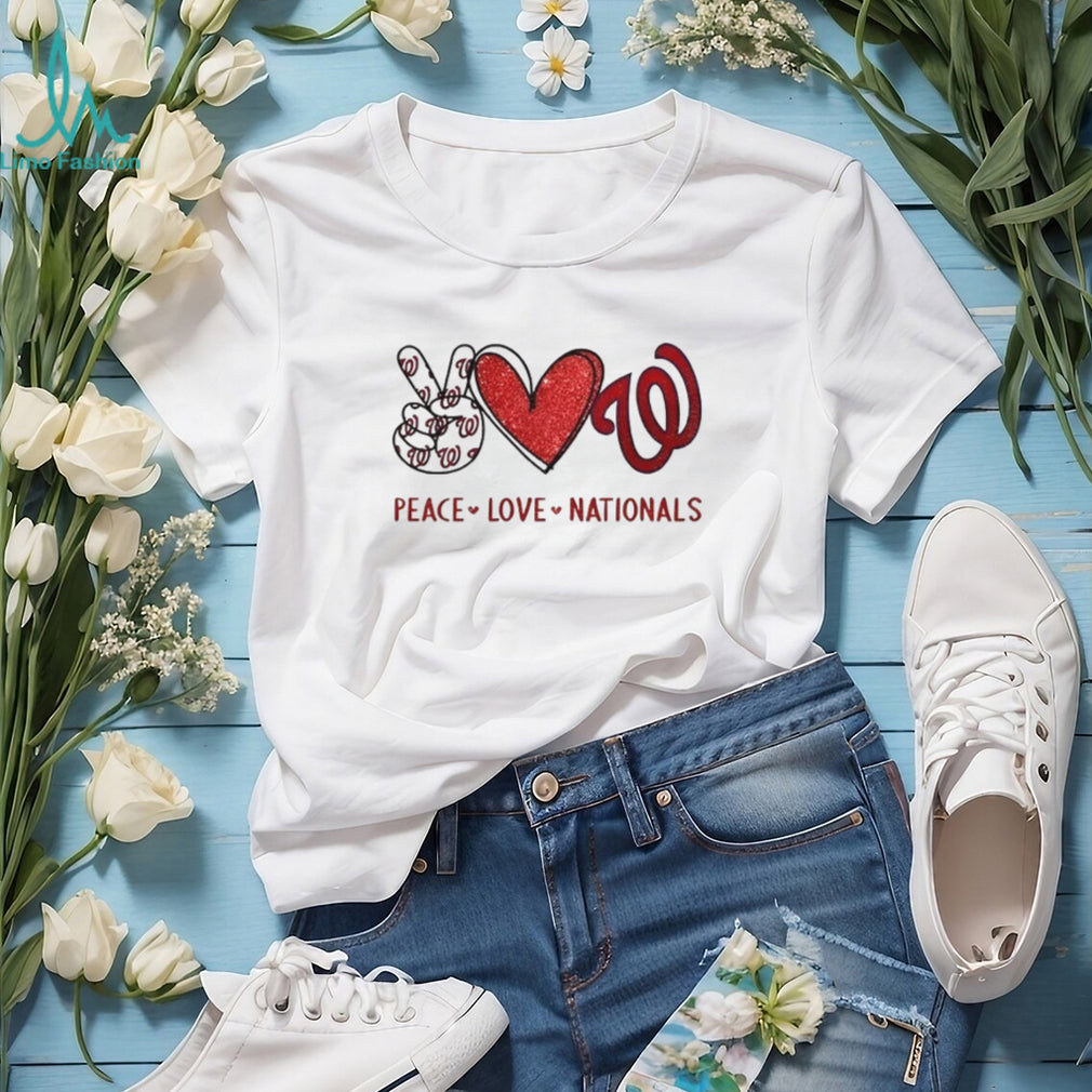 Peace Love Washington Nationals Baseball Logo Fan Graphic T Shirt