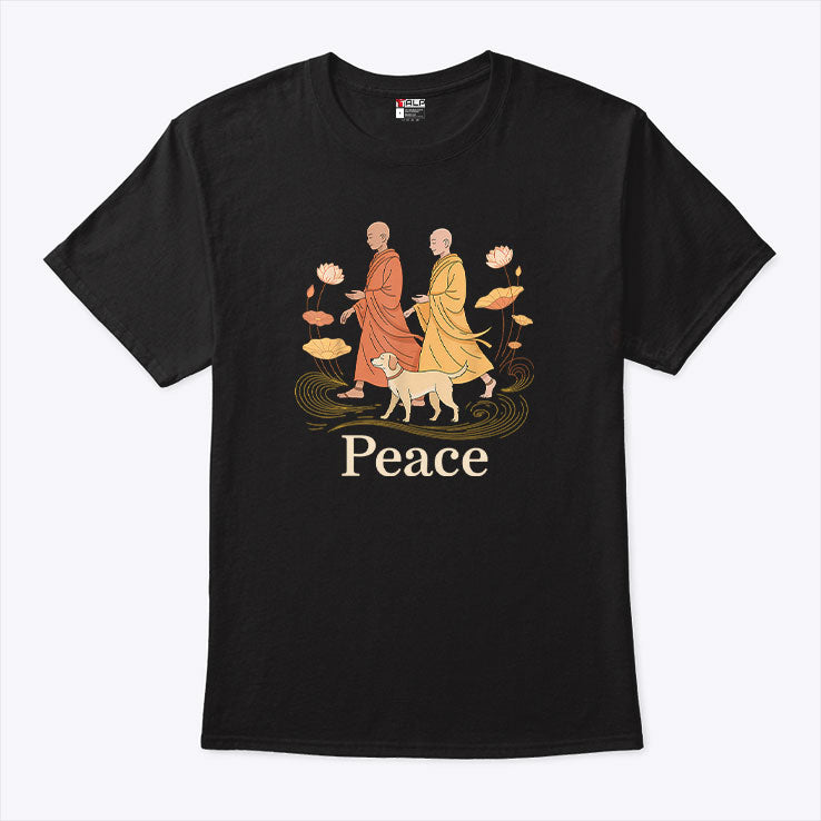 Peace Walking Buddhist Monks T Shirt