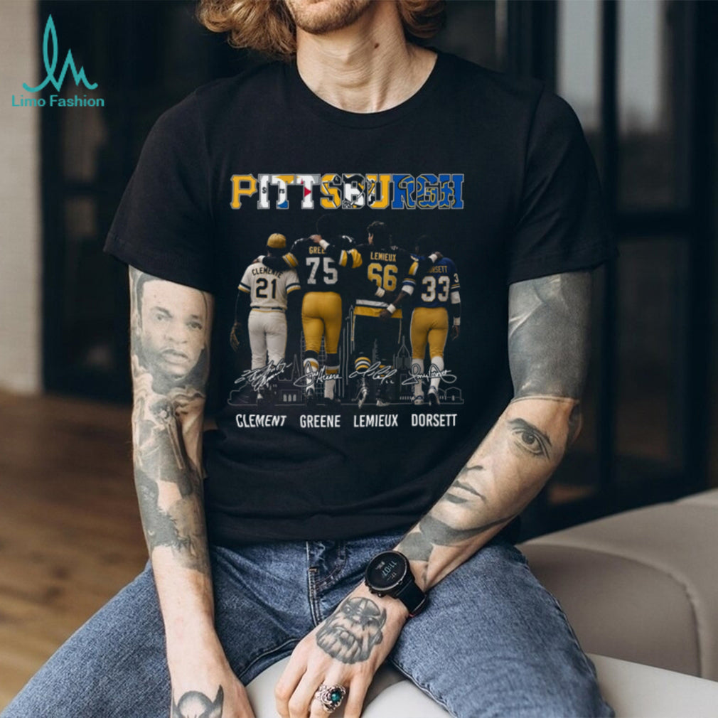 Pittsburgh City Sports Icons Legends Clemente Greene Lemieux Dorsett Vintage Retro Fan Shirt