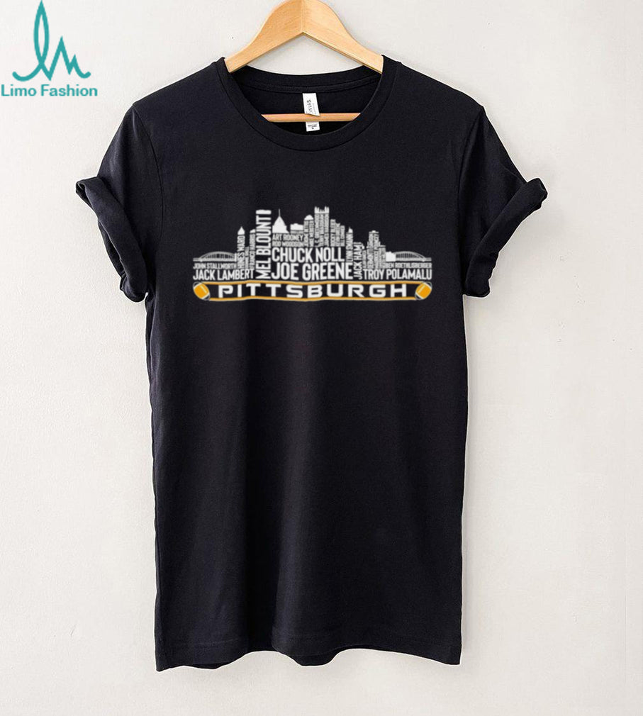 Pittsburgh Football Legends Skyline Word Art T Shirt