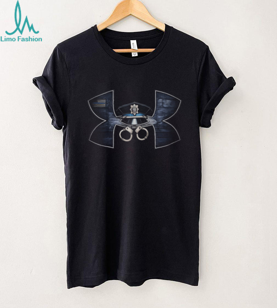 Police Officer Thin Blue Line Under Armour Style Duty Gear T Shirt