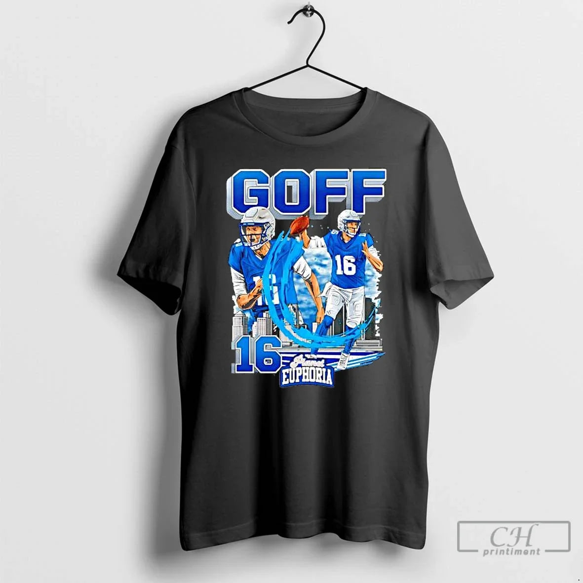Detroit Lions Jared Goff 16 Skyline T-Shirts