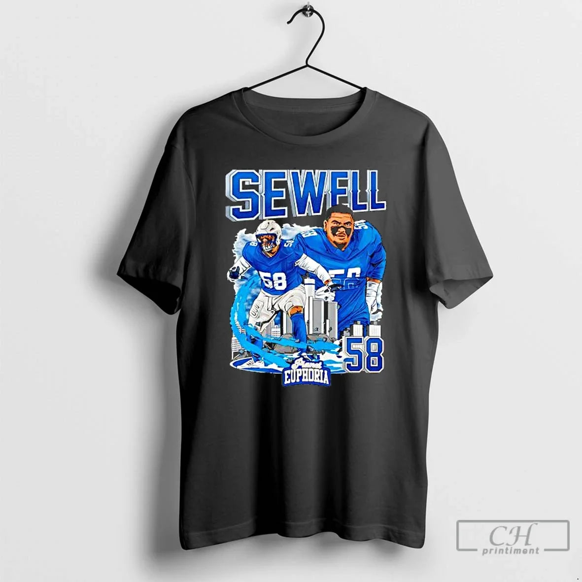 Detroit Lions Penei Sewell 58 Skyline T-Shirts