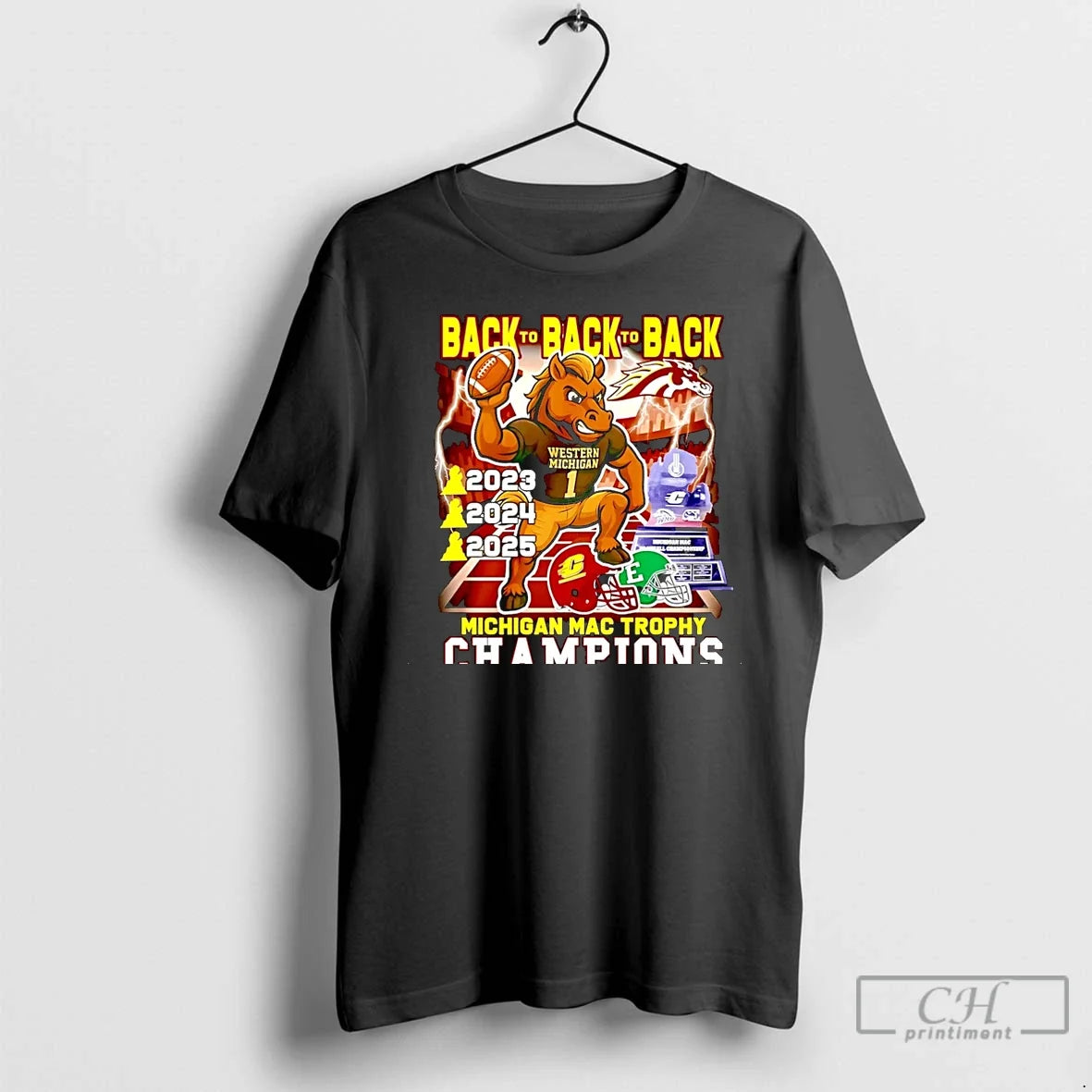 Western Michigan Broncos Back Back Michigan Mac Trophy Champions 2025 T-Shirts