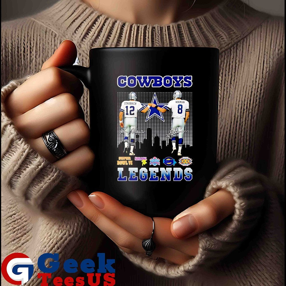 Roger Staubach fist bump Troy Aikman Dallas Cowboys Football Legends 2025 signature shirt Unisex , , , Long Sleeve Tee