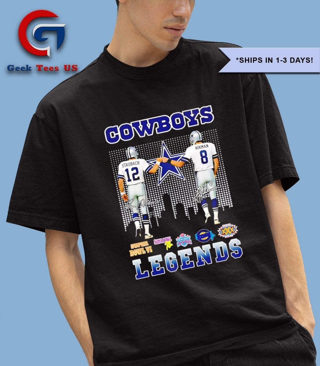 Roger Staubach fist bump Troy Aikman Dallas Cowboys Football Legends 2025 signature shirt Unisex , , , Long Sleeve Tee