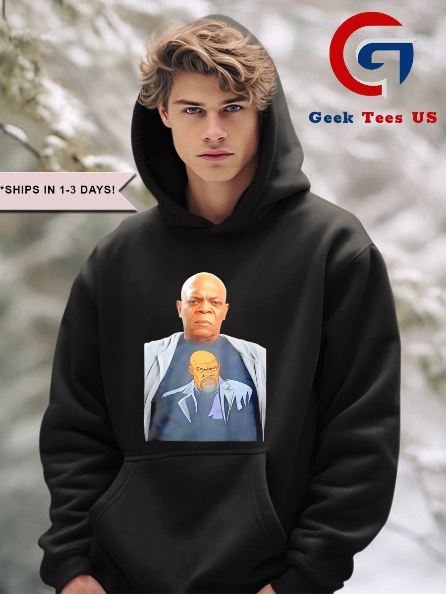 Samuel L Jackson wearing Selfie Inception Indulgence shirt Unisex , , , Long Sleeve Tee
