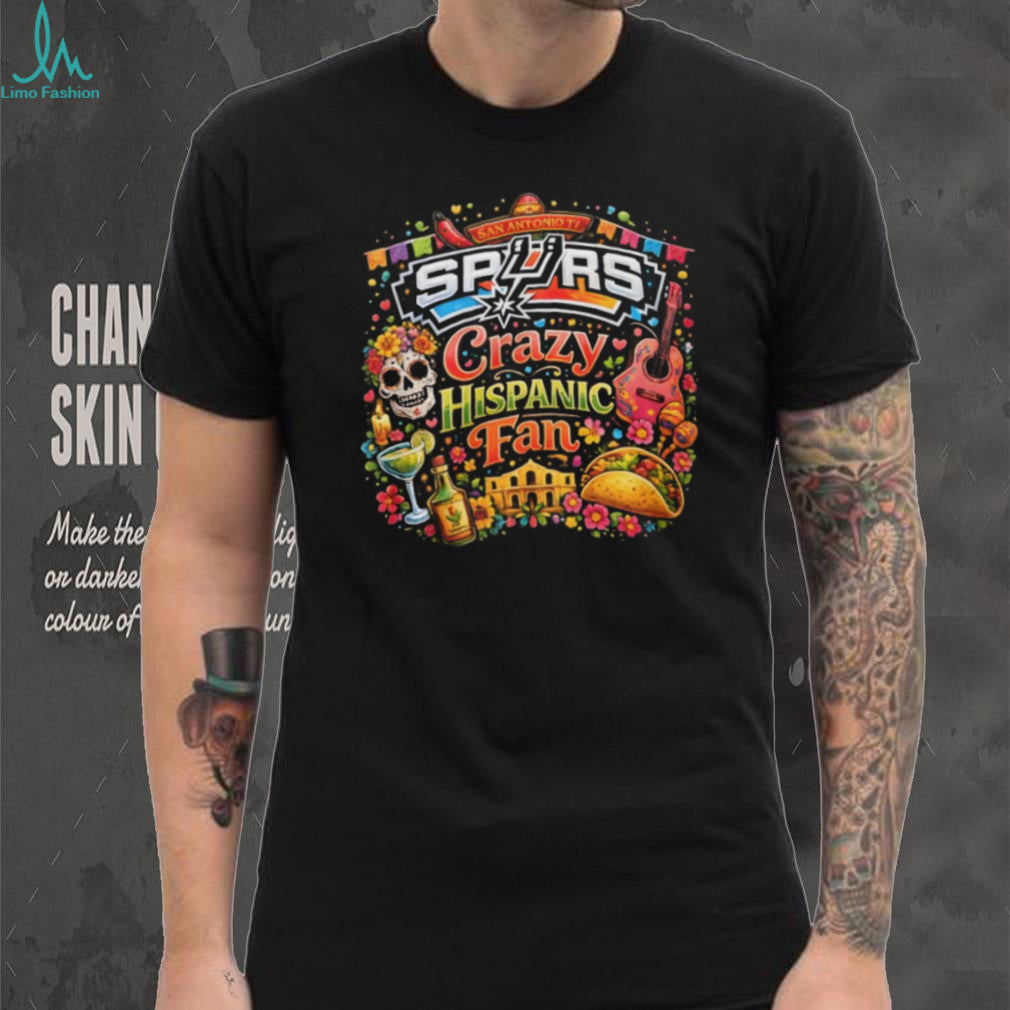 San Antonio Spurs Crazy Hispanic Fan Colorful Dia De Los Muertos T Shirt