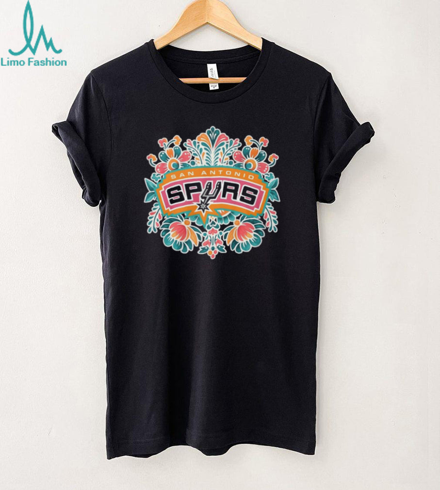 San Antonio Spurs Floral Mandala Heritage Design Black T Shirt
