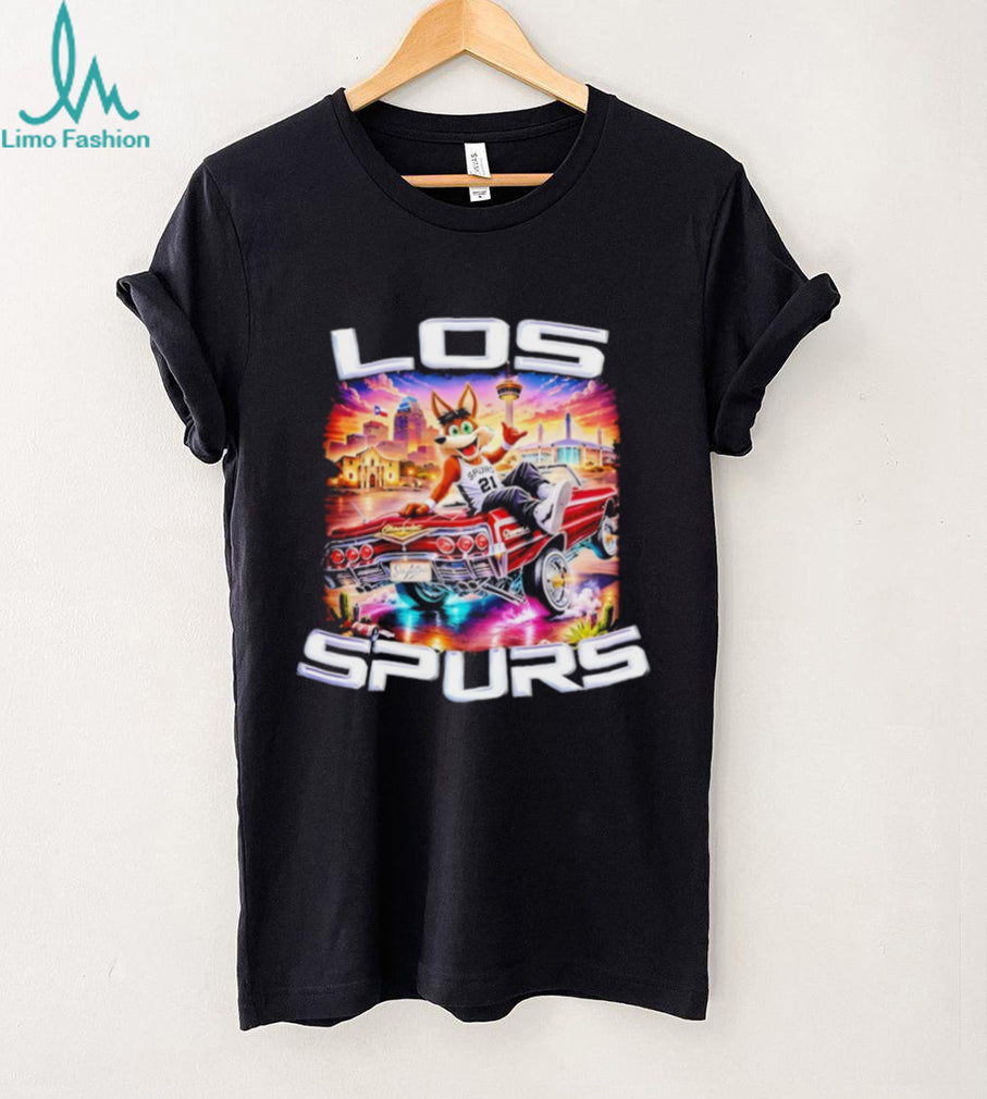 San Antonio Spurs Los Spurs Coyote Mascot Lowrider Custom Graphic T Shirt