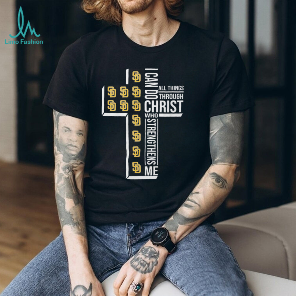 San Diego Padres Baseball Cross “I Can Do All Things Through Christ” T Shirt