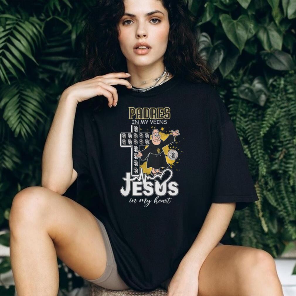 San Diego Padres Religious Fan T Shirt Padres in my Veins Jesus in my Heart Friar Mascot Apparel