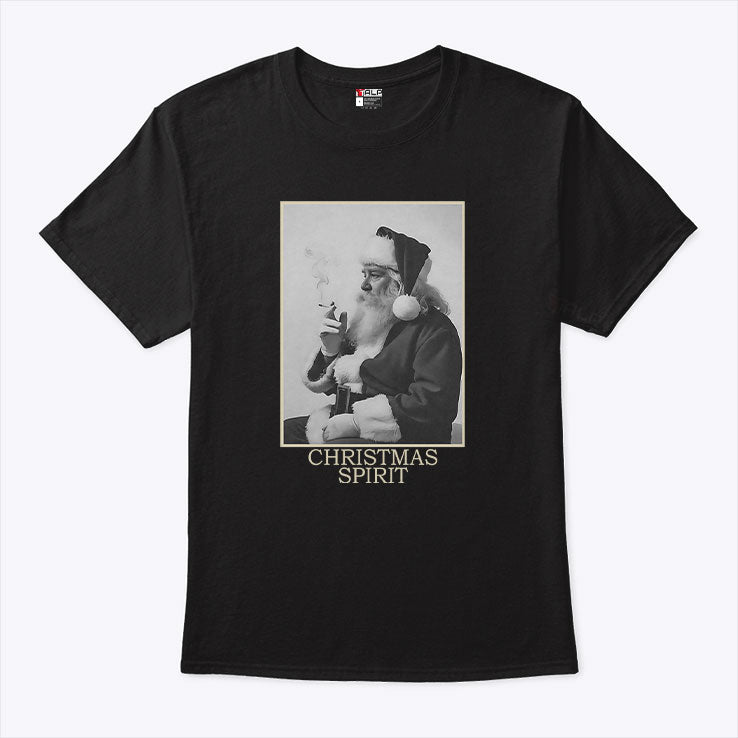 Santa Smoking Christmas Spirit T Shirt