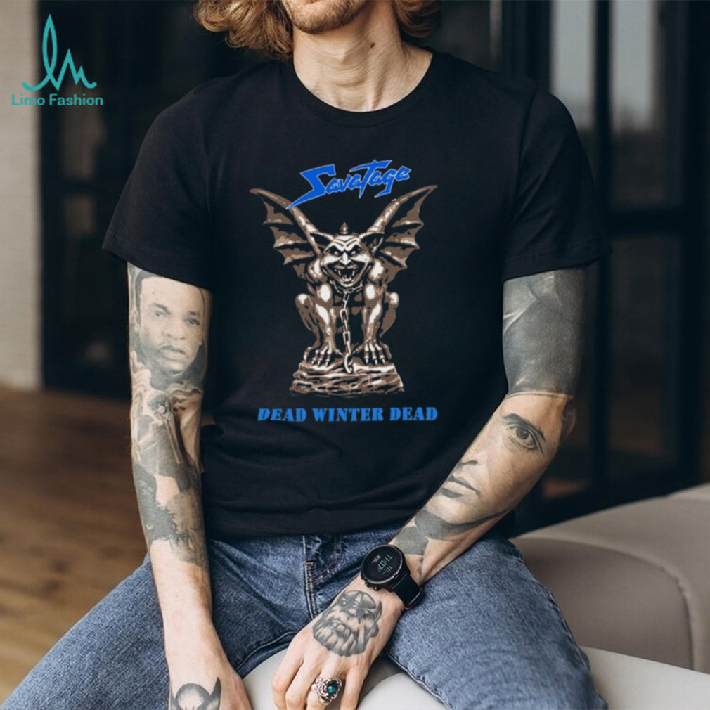 Savatage Dead Winter Dead Chained Gargoyle Blue Logo T Shirt