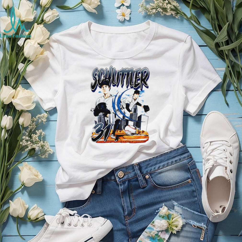 Schuttler 31 Baseball Pitcher City Skyline Vintage Sports Style Fan Apparel Gift for Baseball Fans T Shirt
