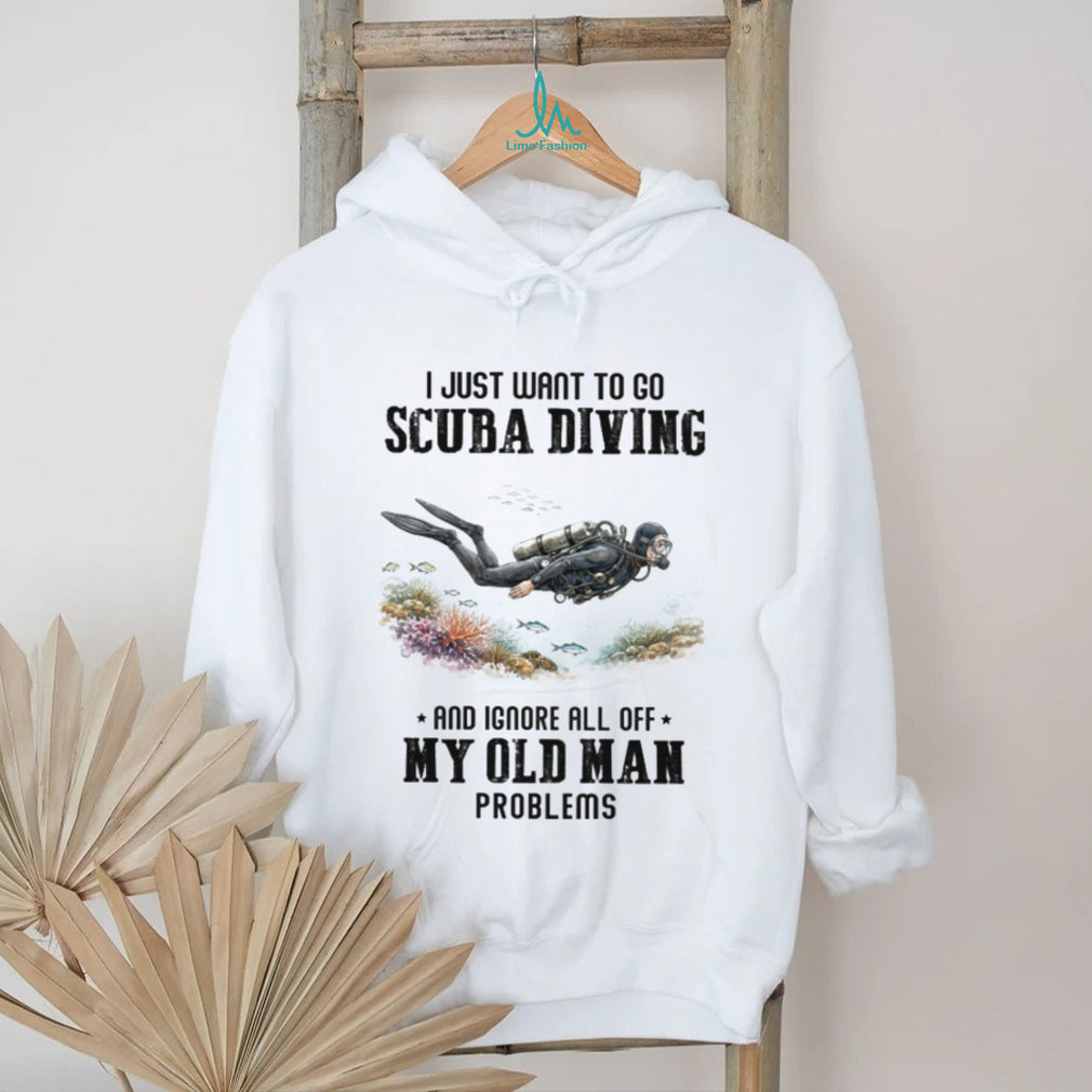 Scuba Diving Old Man Problems Graphic T shirt Underwater Hobbyist Watercolor Shirt
