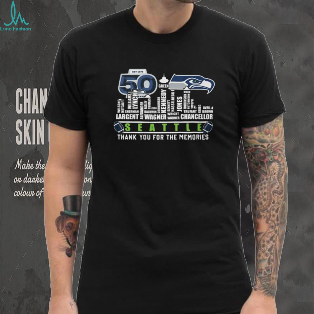 Seattle Football 50th Anniversary Legends Player Name Word Art T Shirt