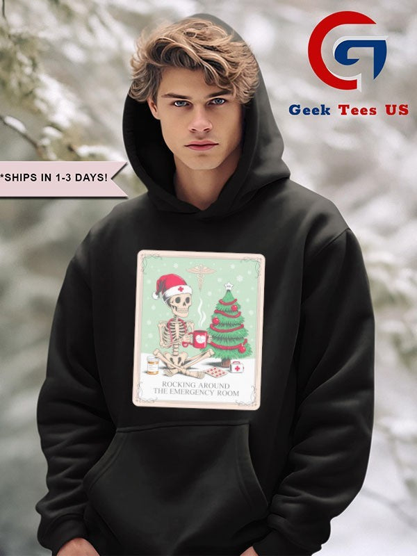 Skeleton Santa nurse rocking around the emergency room shirt Unisex , , , Long Sleeve Tee