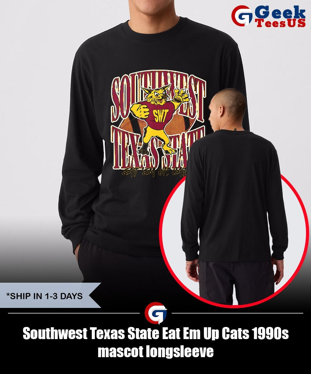 Southwest Texas State Eat Em Up Cats 1990s mascot shirt Unisex , , , Long Sleeve Tee