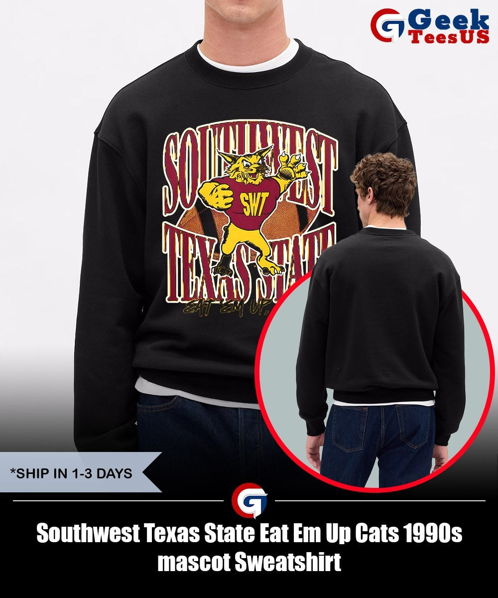 Southwest Texas State Eat Em Up Cats 1990s mascot shirt Unisex , , , Long Sleeve Tee