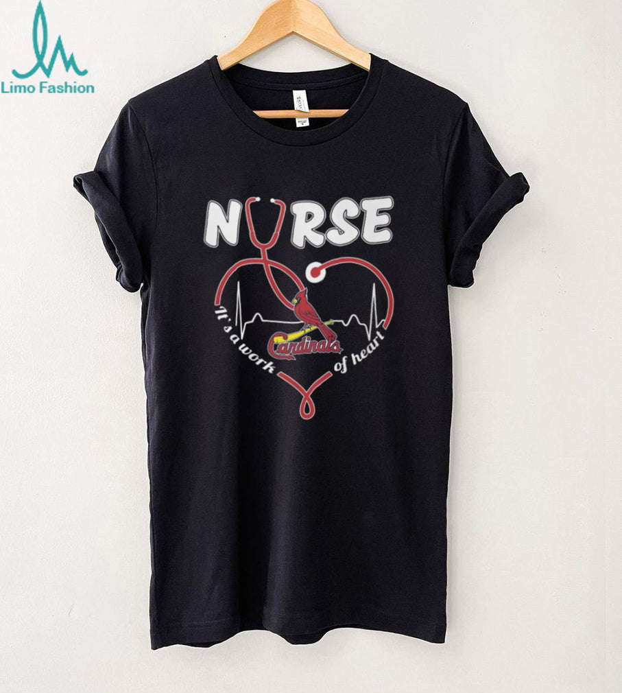 St. Louis Baseball Nurse T Shirt Red Bird Nursing Work of Heart T Shirt