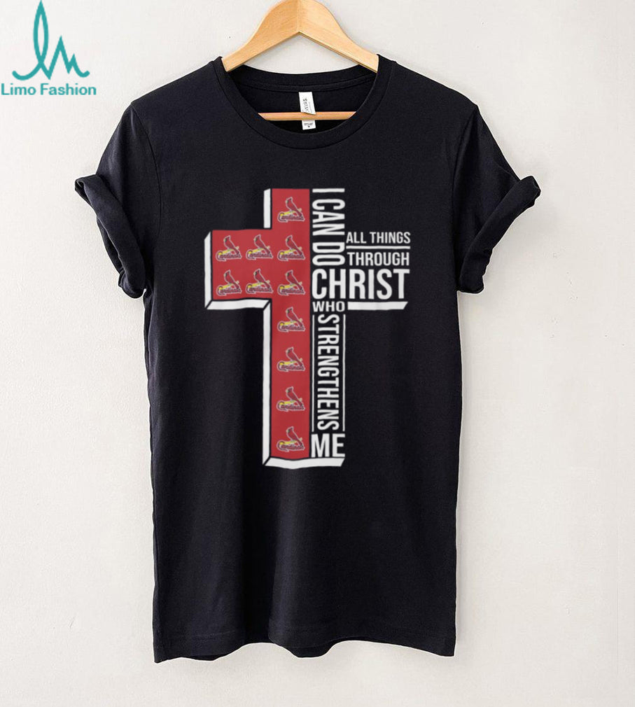 St. Louis Cardinals Baseball Cross “I Can Do All Things Through Christ” T Shirt