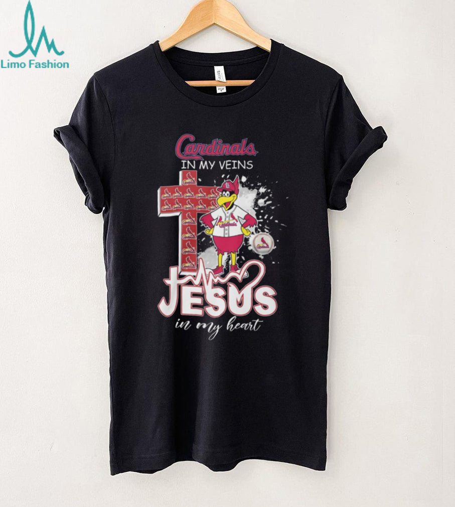 St. Louis Cardinals Christian Fan T Shirt Jesus in my Heart Cardinals in my Veins Baseball T Shirt