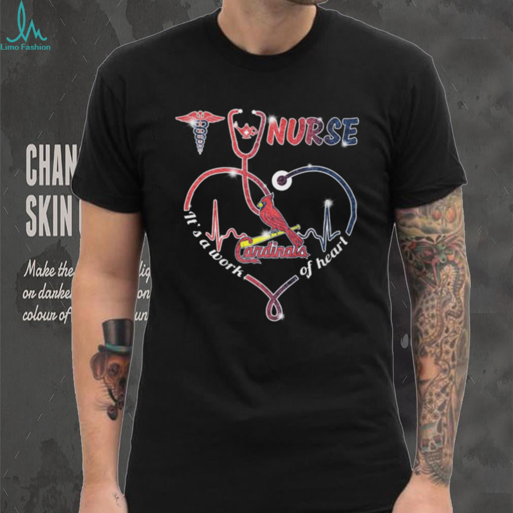 St. Louis Cardinals Nurse Heart Stethoscope Work of Heart T Shirt