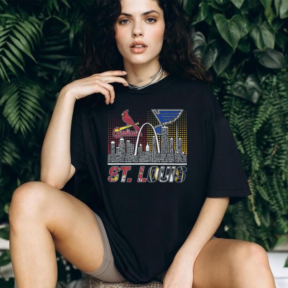 St. Louis Sports Legends Cardinals and Blues Skyline Typography T Shirt