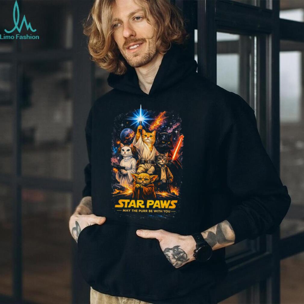 Star Paws May The Purr Be With You Funny Cat Space Movie Parody T Shirt
